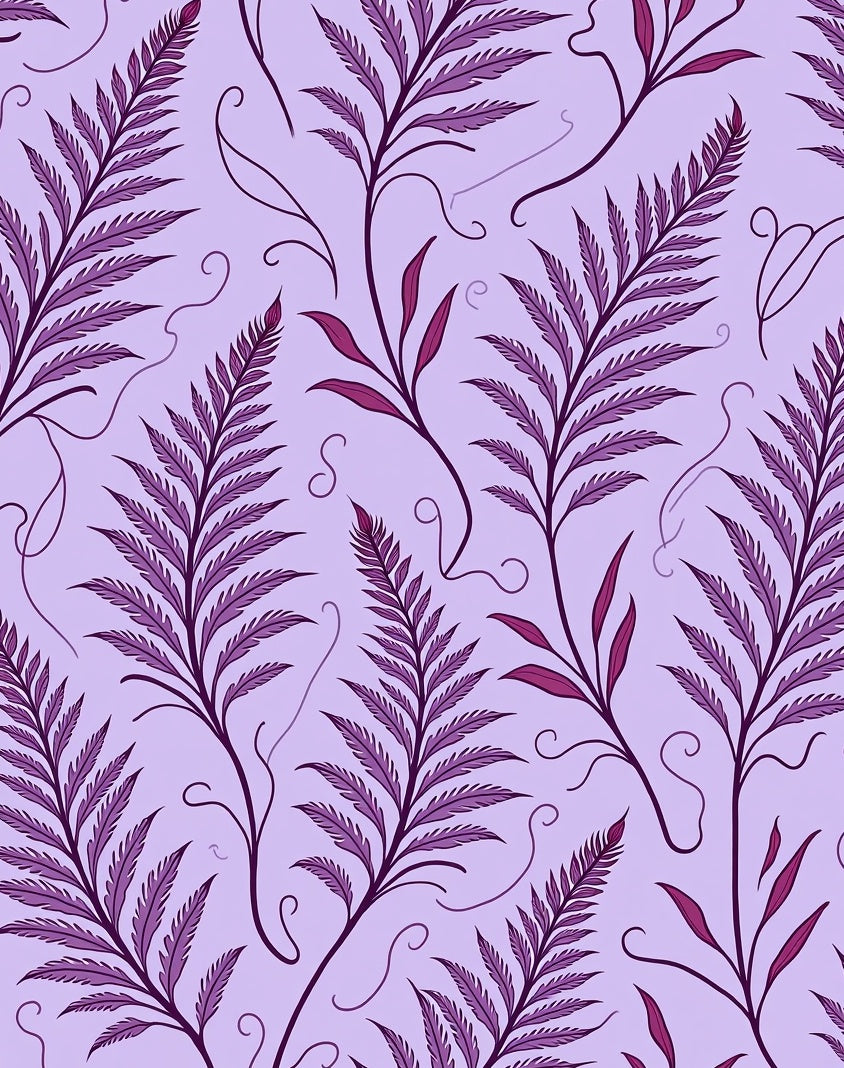 Purple Fern Leaf Pattern Design Rug
