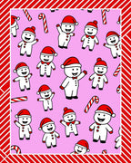 Christmas Snowmen Candy Cane Pink Rug