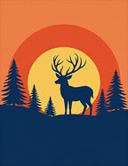 Sunset Forest Deer Silhouette Rug