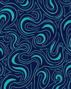 Teal Swirling Waves Navy Rug