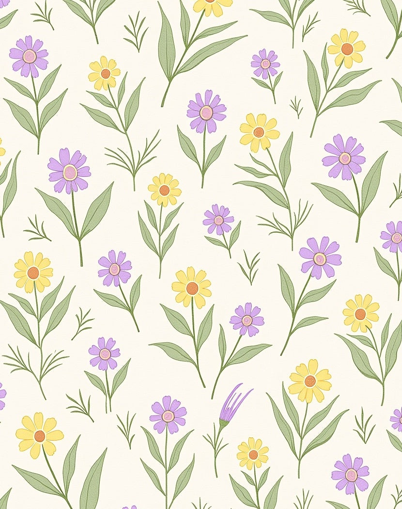 Whimsical Meadow Flower Garden Pattern Rug
