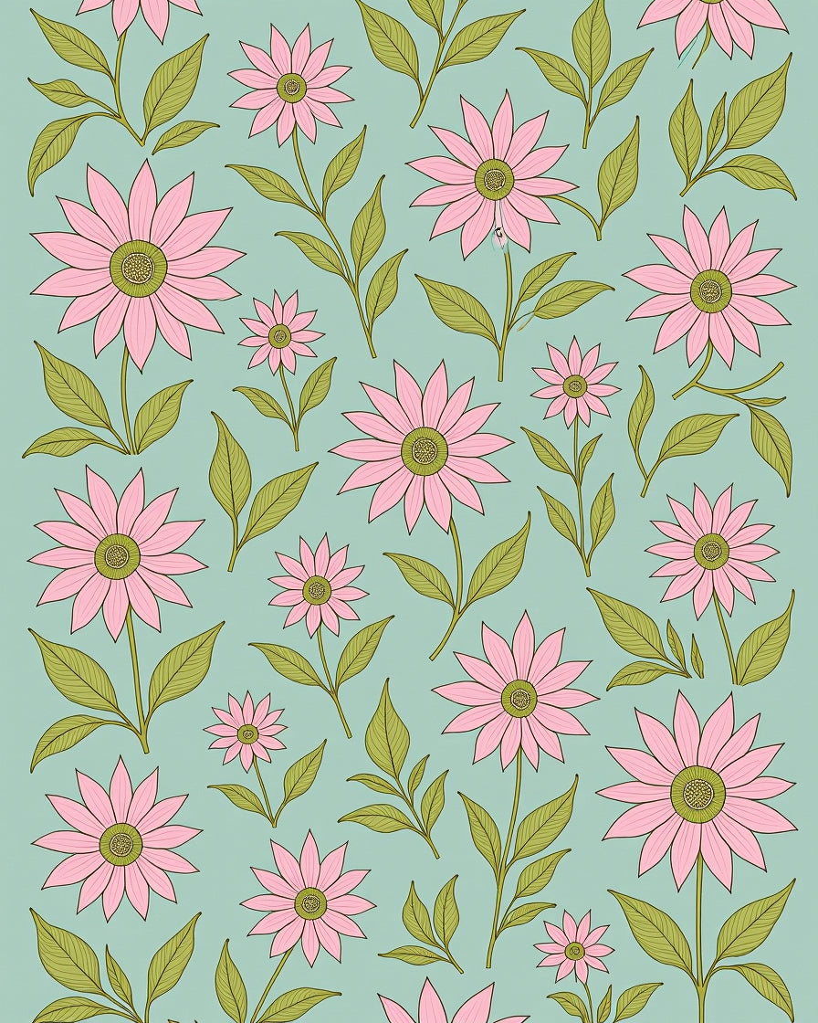 Pink Daisy Floral Pattern Rug