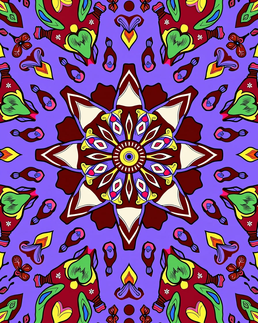 Bright Floral Mandala Pattern Rug