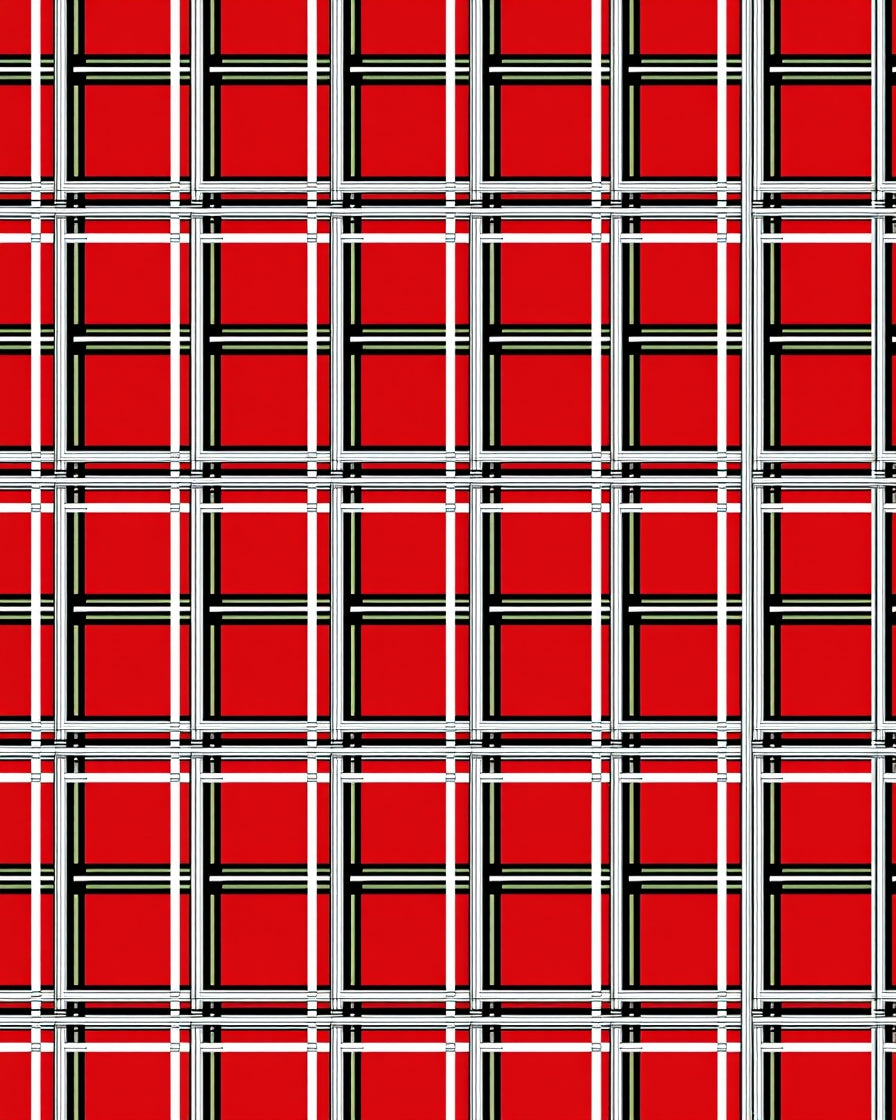 Bold Red Plaid Pattern Design Rug