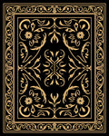 Elegant Black Gold Floral Border Design Rug