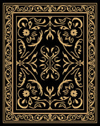 Elegant Black Gold Floral Border Design Rug