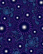 Whimsical Abstract Swirls Stars Rug