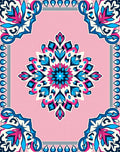 Vibrant Pink Floral Medallion Pattern Rug