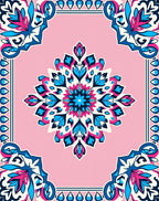 Vibrant Pink Floral Medallion Pattern Rug
