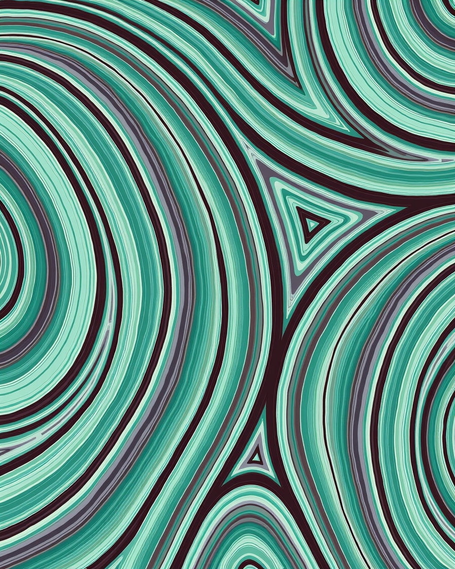 Abstract Wavy Teal Gradient Stripe Design Rug