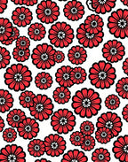 Red and White Bold Floral Design Rug