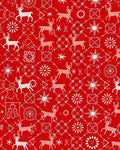 White Reindeer Snowflake Geometric Pattern Rug
