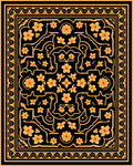 Artistic Black Gold Floral Medallion Rug