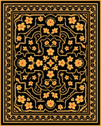Artistic Black Gold Floral Medallion Rug