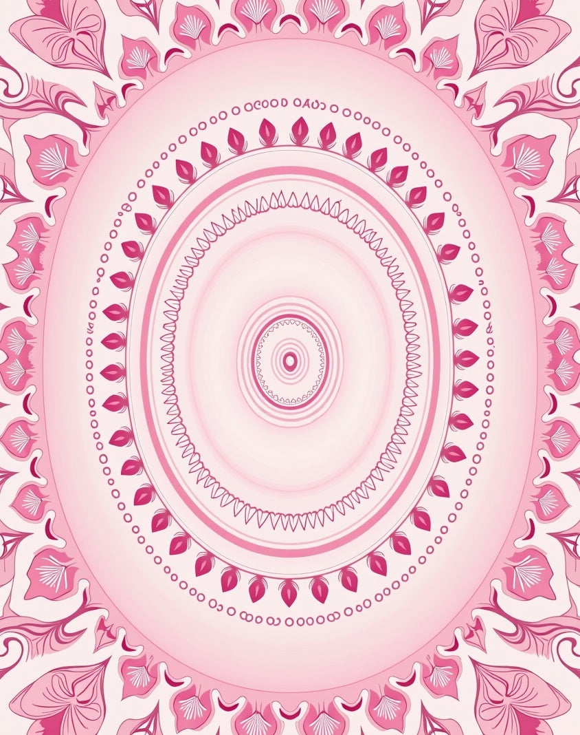 Pink Floral Mandala Pattern Rug