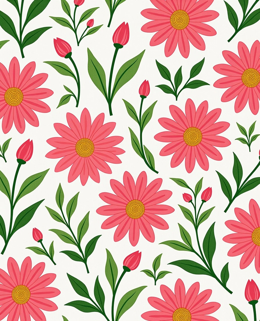 Pink Daisy Floral Pattern Rug