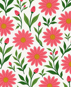 Pink Daisy Floral Pattern Rug
