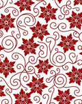 Red Floral Swirl Pattern Design Rug