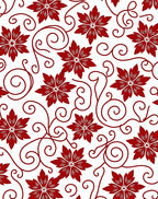 Red Floral Swirl Pattern Design Rug
