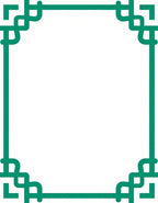 Geometric Teal Frame Rug