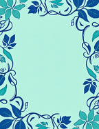 Enchanting Teal Vine Leaf Pattern Rug