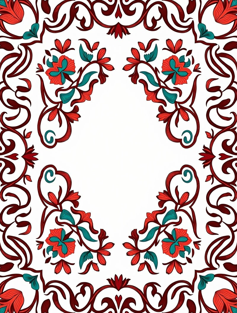 Ornate Floral Swirl Pattern Rug