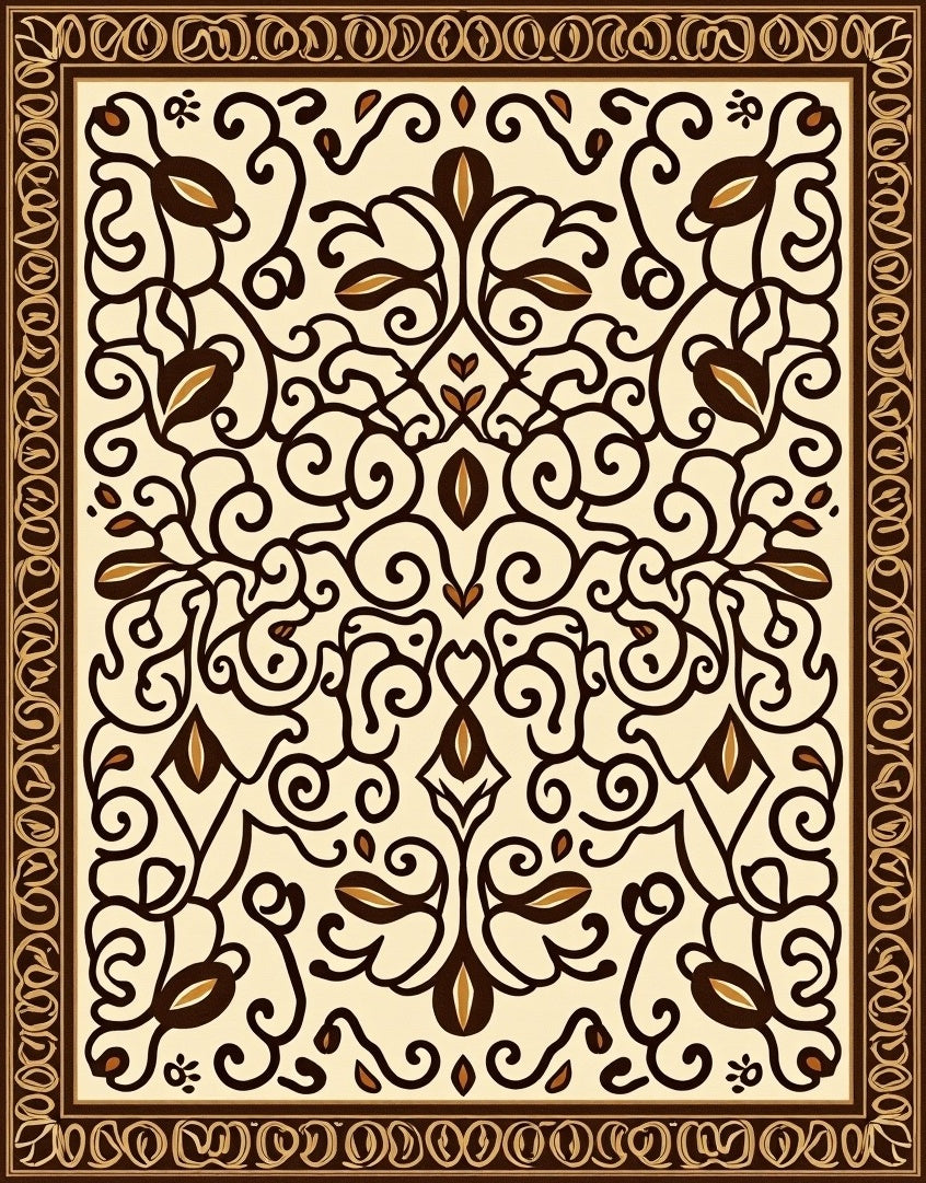 Intricate Floral Scrollwork Cream Rug