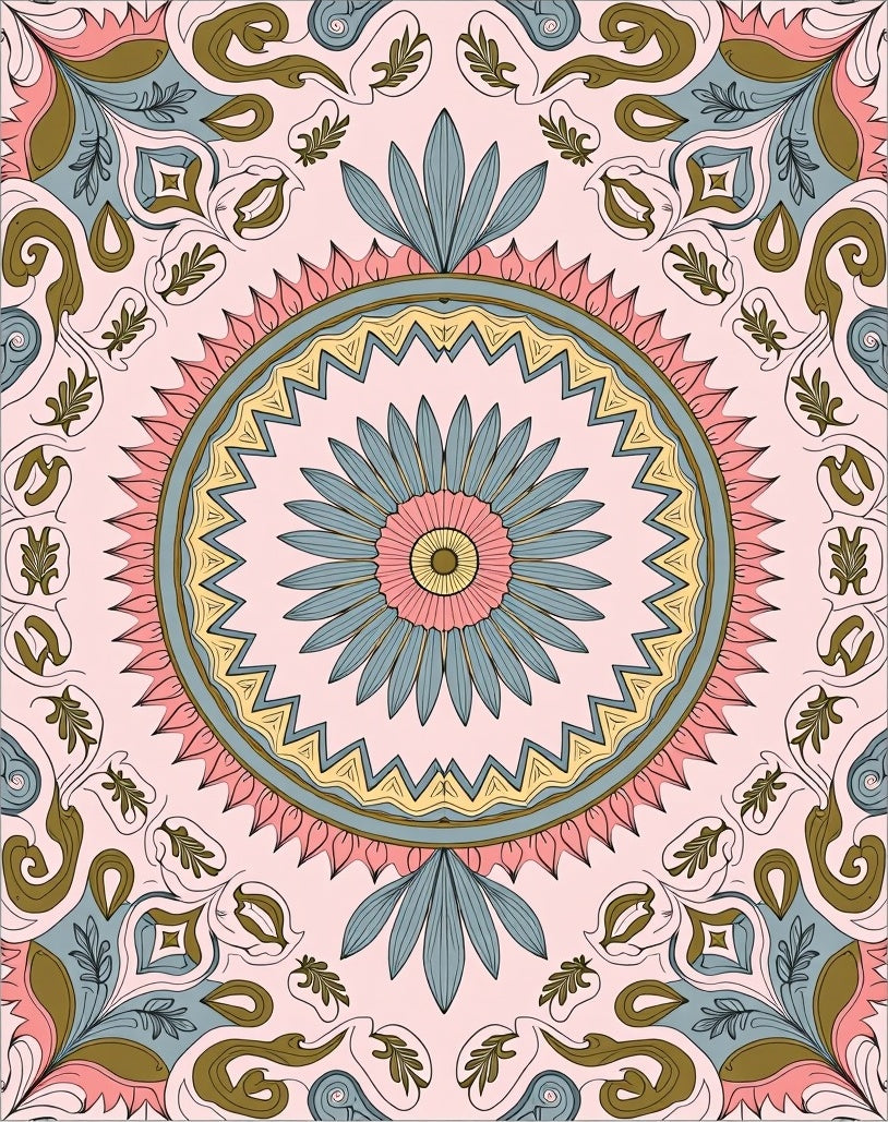 Pink Mandala Floral Art Rug