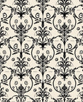 Classic Black Scrollwork Damask Pattern Rug