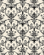 Classic Black Scrollwork Damask Pattern Rug