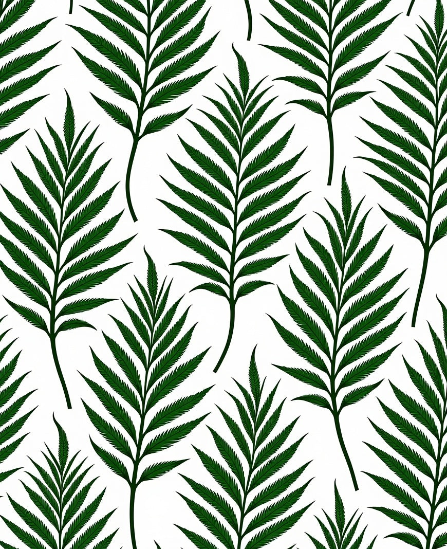 Tropical Fern Leaf Pattern Rug