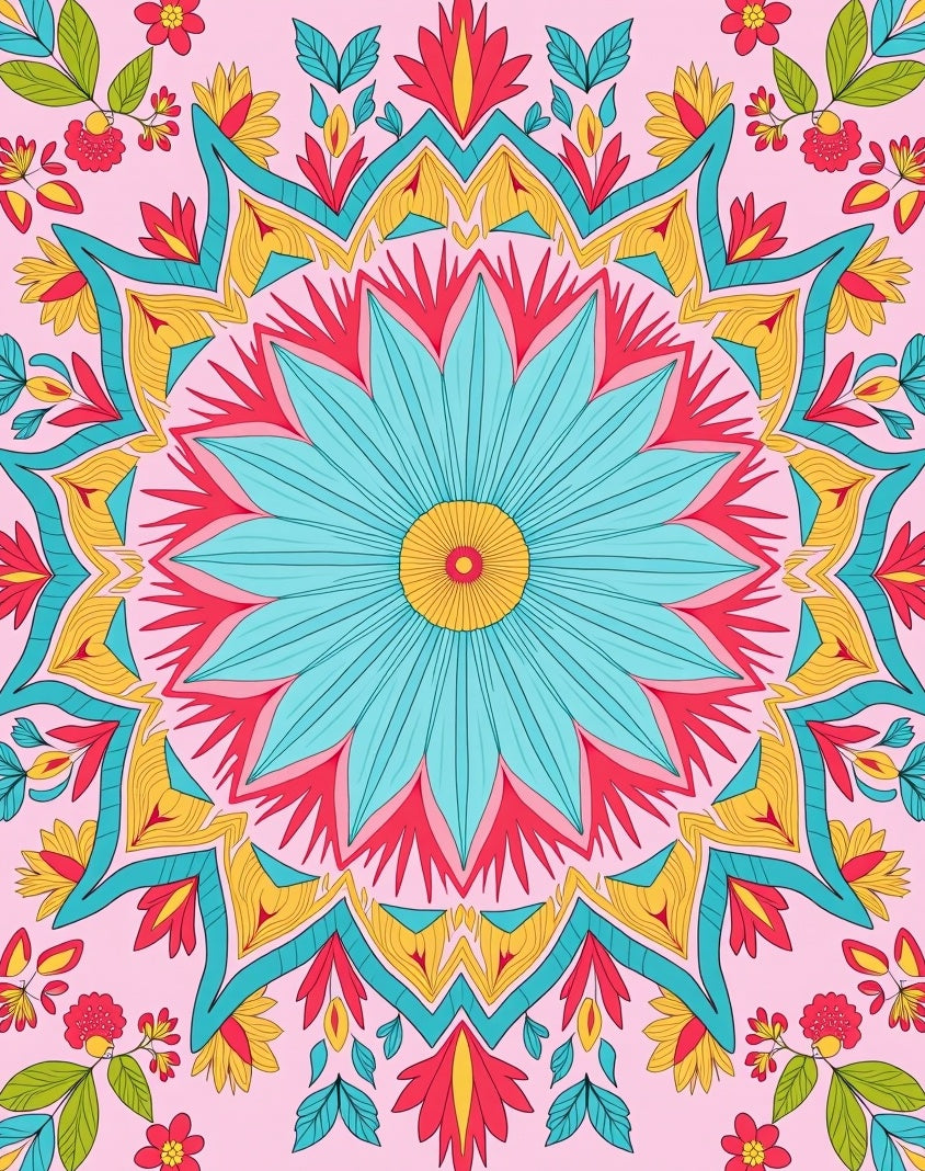 Vibrant Floral Mandala Pattern Rug