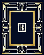 Gold Geometric Frame with Central Emblem Rug