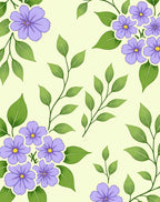 Delicate Purple Flowers Green Leaves Rug