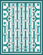 Teal White Geometric Lattice Rug