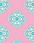 Pink Turquoise Floral Medallion Rug