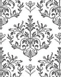 Elegant Floral Damask Pattern Design Rug