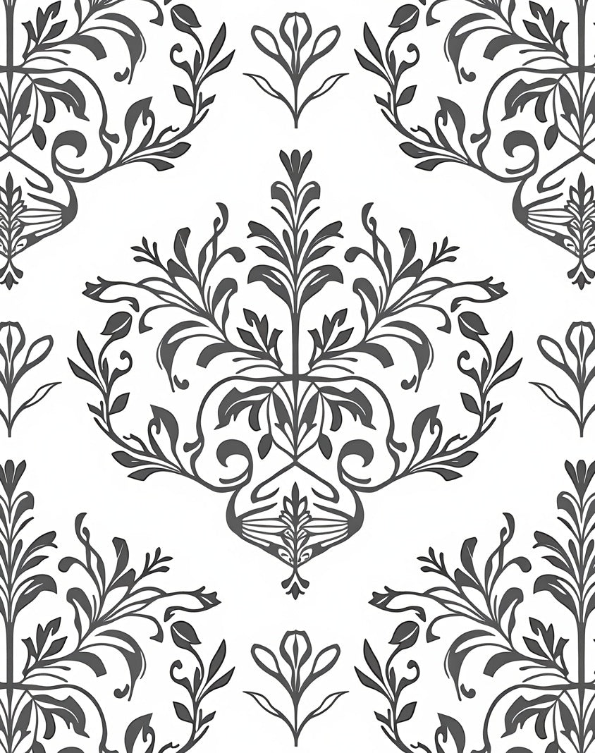 Elegant Floral Damask Pattern Design Rug