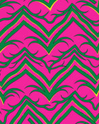 Pink Green Jagged Vine Abstract Rug