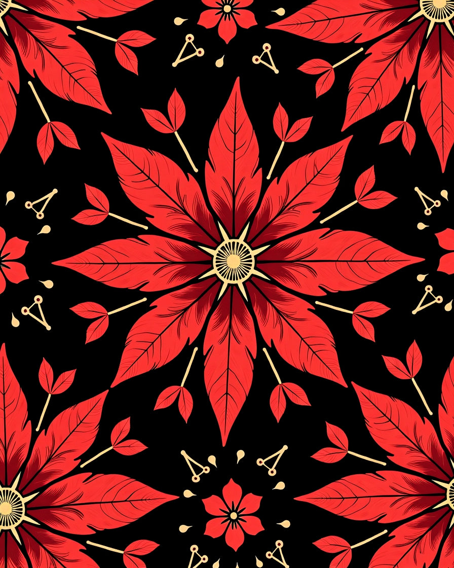 Bold Red Floral Mandala Rug