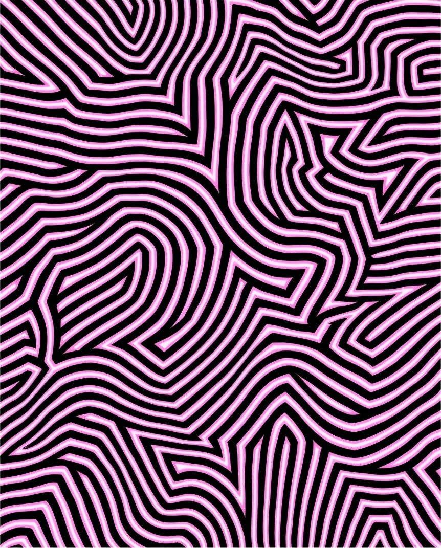 Abstract Pink Geometric Lines Rug