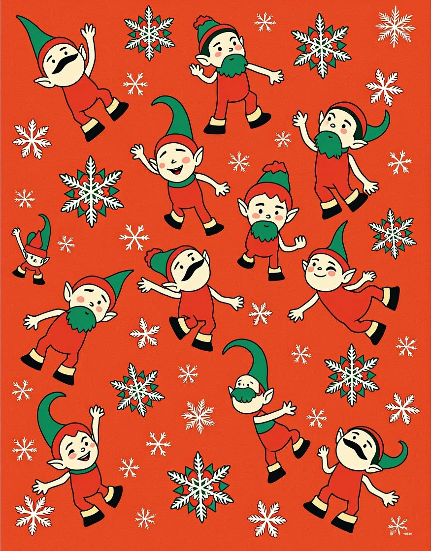 Delightful Elf Snowflake Pattern Rug