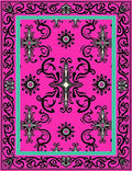 Vibrant Fuchsia Baroque Floral Design Rug