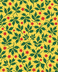Green Leaf Red Flower Pattern Rug