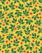 Green Leaf Red Flower Pattern Rug