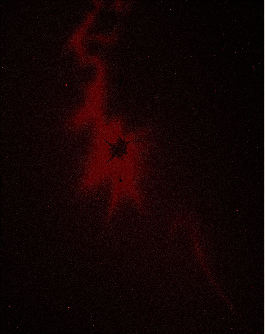 Deep Red Cosmic Splash Design Rug
