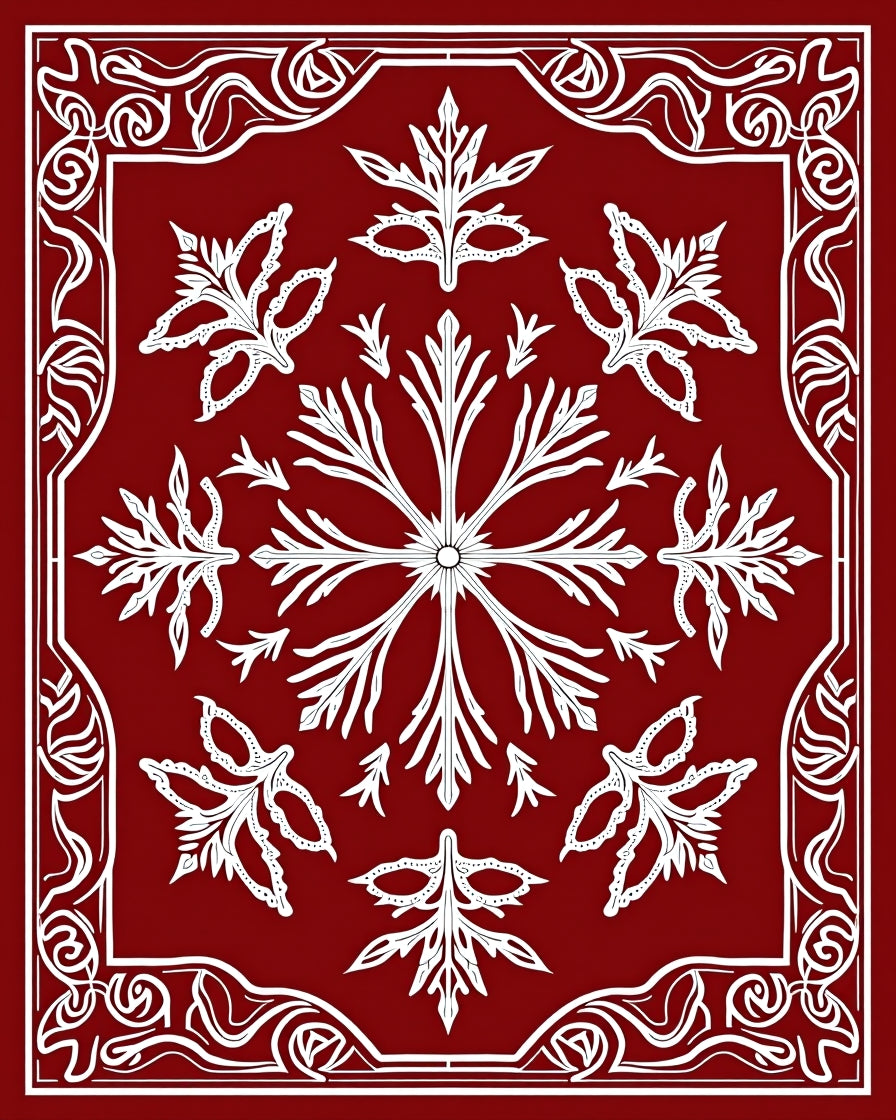 Classic Floral Red White Design Rug
