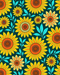Bright Yellow Sunflower Pattern Rug