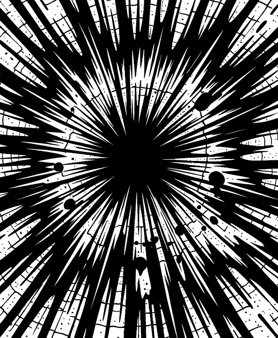 Dynamic Black White Burst Rug