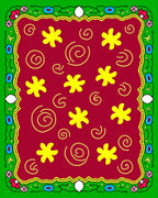Bright Yellow Floral Swirls Pattern Rug